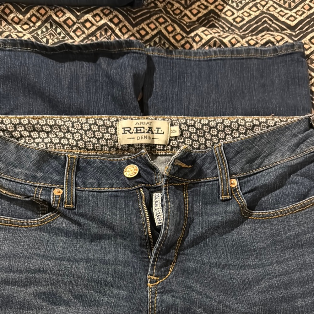 Ariat Blue Boot Cut Jeans with Gold Contrast Stitching